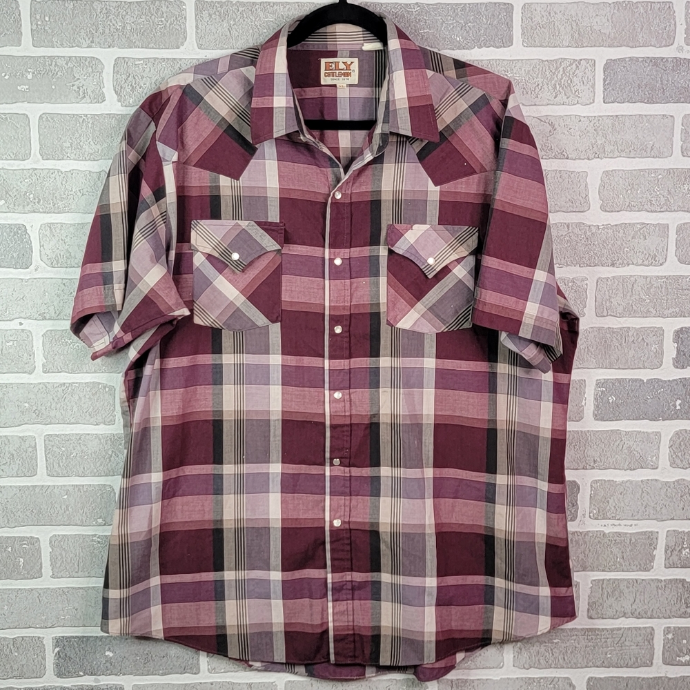 Ely Cattleman Plaid Vintage Cowboy Western Ranchwear Men's Size XL